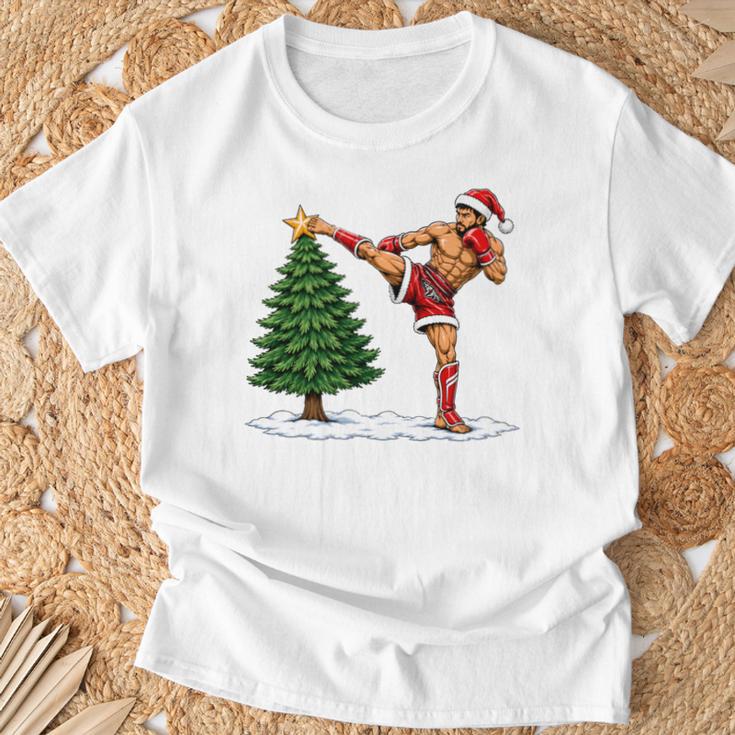 Festive Muay Thai Santa Christmas T-Shirt Gifts for Old Men