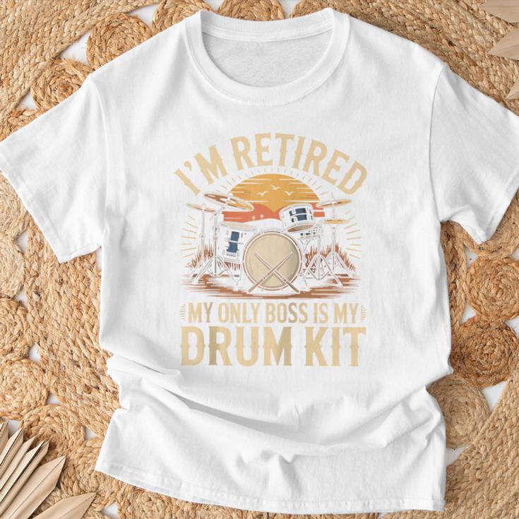 I'm Retired My Only Boss Is My Drum Kit Drums Drummer Raglan Baseball Tee T-Shirt Gifts for Old Men I'm Retired My Only Boss Is My Drum Kit Drums Drummer Raglan Baseball Tee T-Shirt Gifts for Old Men