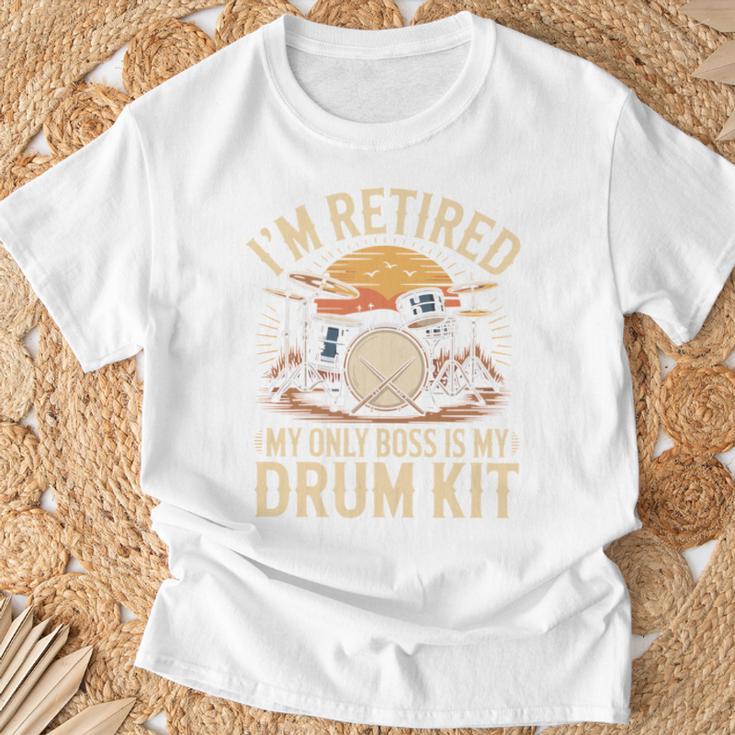 I'm Retired My Only Boss Is My Drum Kit Drums Drummer T-Shirt Gifts for Old Men