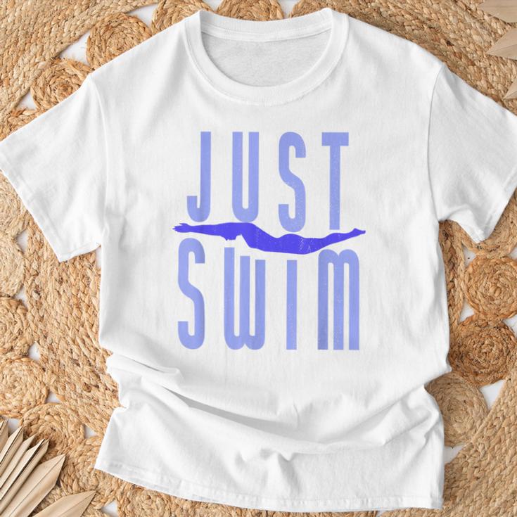 Just Swim Swimmer Swimming T-Shirt Gifts for Old Men