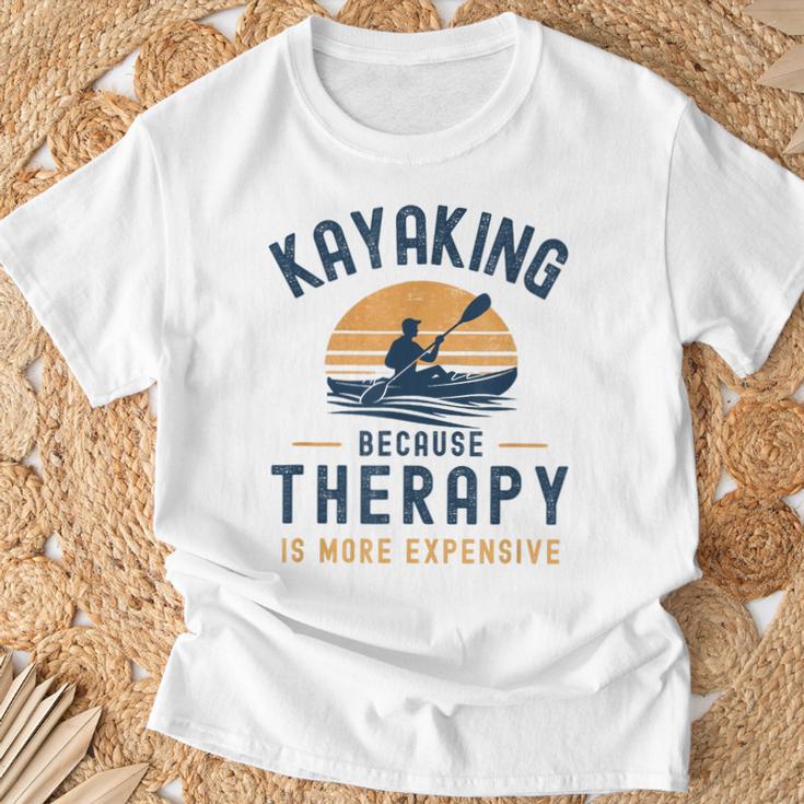 Kayaking Therapy Kayaker Canoe Paddle Lake River T-Shirt Gifts for Old Men