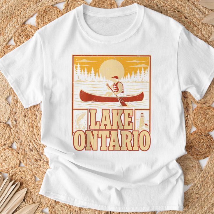 Lake Ontario Canoe Fishing Light House Sunset Retro Raglan Baseball Tee T-Shirt Gifts for Old Men Lake Ontario Canoe Fishing Light House Sunset Retro Raglan Baseball Tee T-Shirt Gifts for Old Men