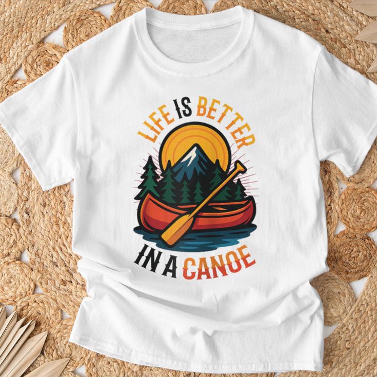 Life Is Better In A Canoe Canoeing Raglan Baseball Tee T-Shirt Gifts for Old Men