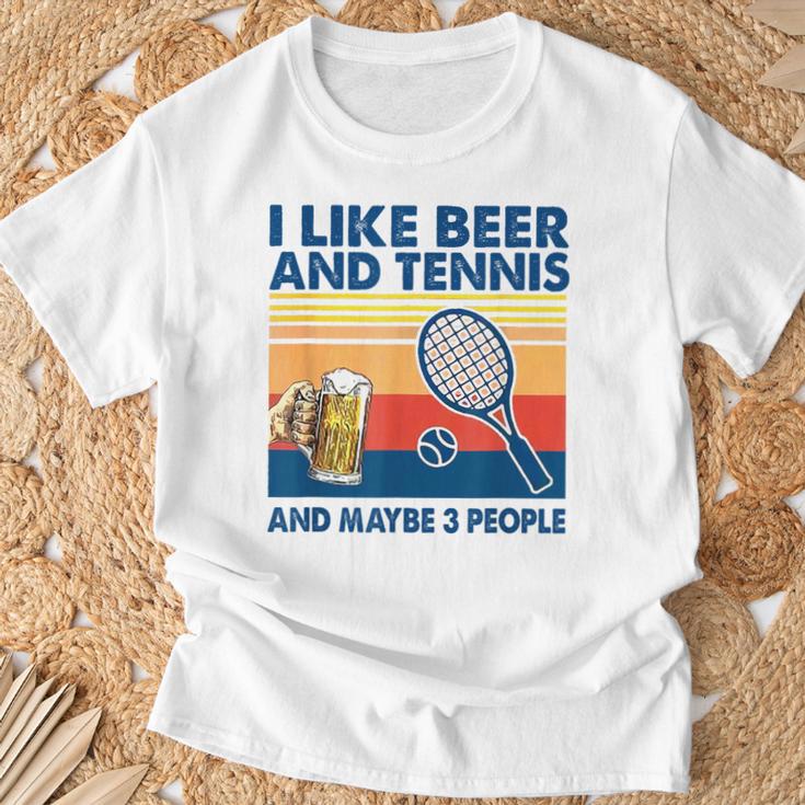 I Like Beer And Tennis Maybe 3 People ビンテージ Tシャツ 高齢者への贈り物
