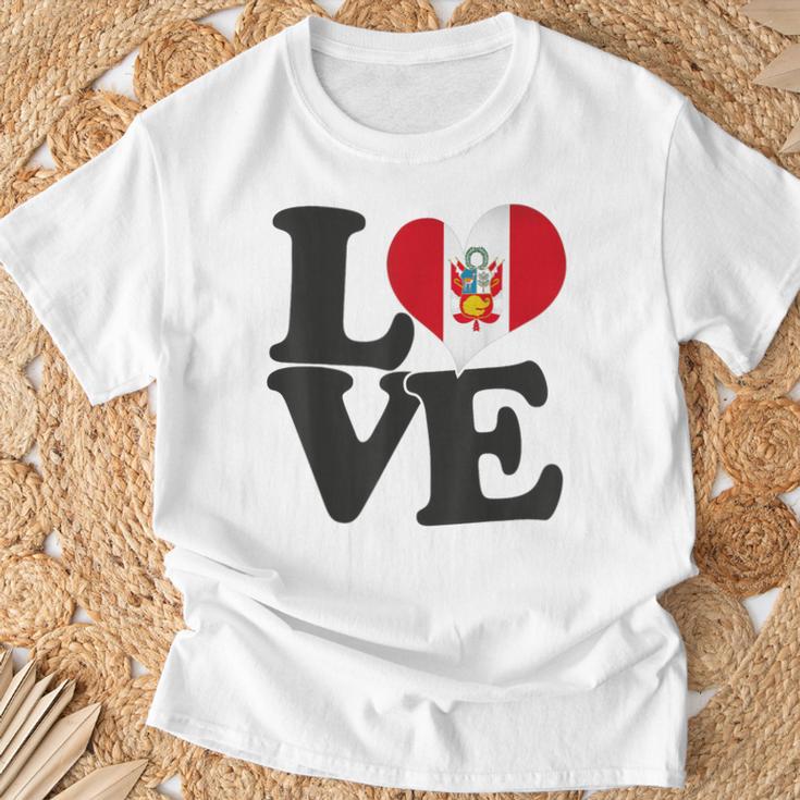 I Love Peru Bandera Corazón Patrióticoiaje Camiseta unisex Regalos para ancianos