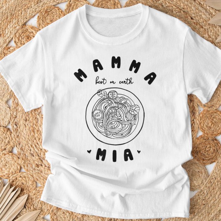 Mamma Mia Best Mum Ever スパゲッティ イタリアンヌードルラブ Tシャツ 高齢者への贈り物