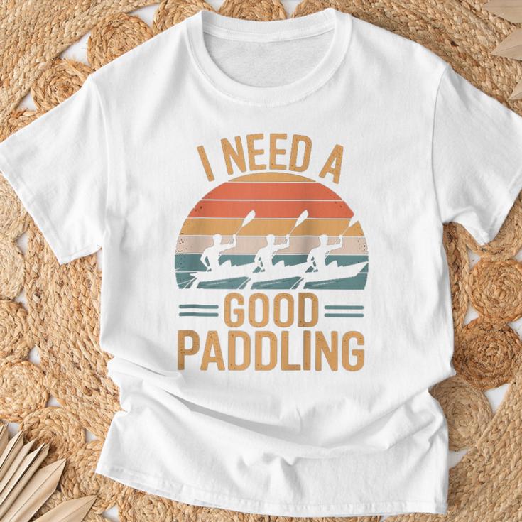 I Need A Good Paddling Retro Sunset Canoe Raglan Baseball Tee T-Shirt Gifts for Old Men
