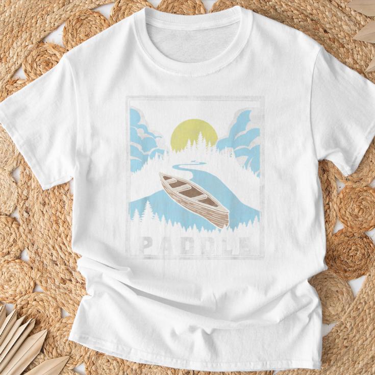 Paddle Retro Style Canoe & Outdoors Simple Canoeing Graphic T-Shirt Gifts for Old Men
