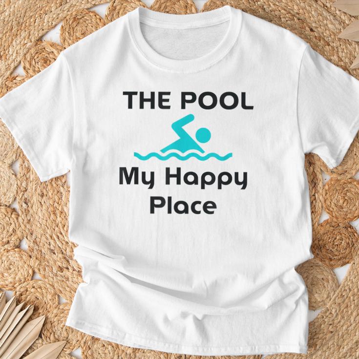 The Pool Is My Happy Place Swimming Quote T-Shirt Gifts for Old Men