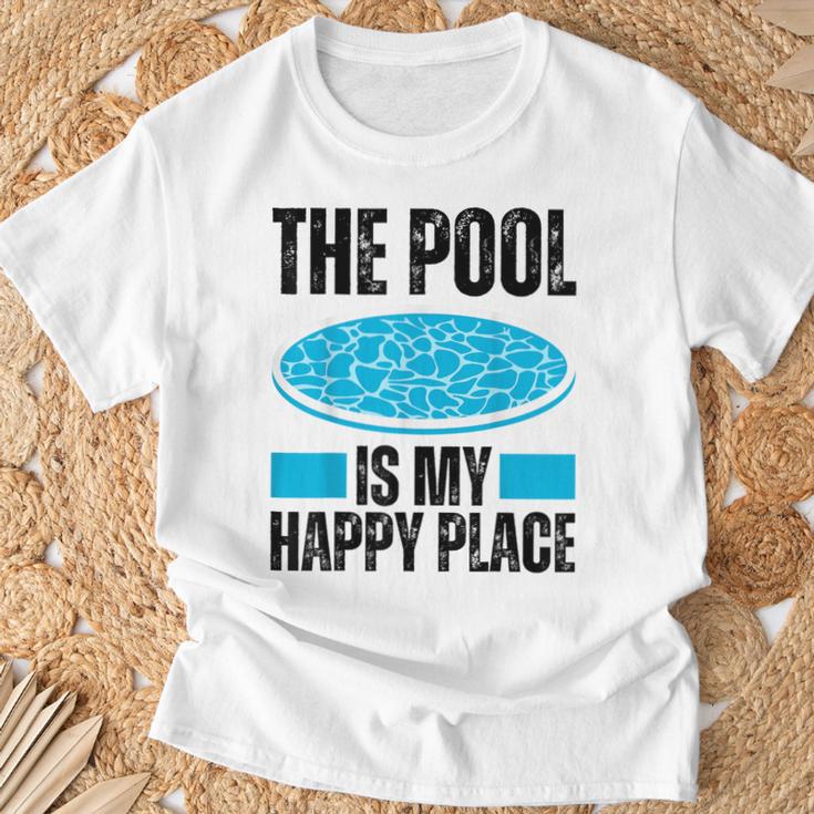 The Pool Is My Happy Place Swimming For Swimmer T-Shirt Gifts for Old Men