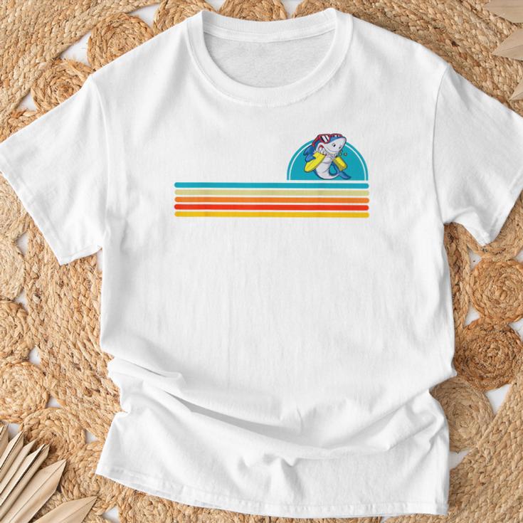 Rétro Coucher Deoleilurf Dessin Animé Requin T-Shirt Cadeaux pour les vieillards