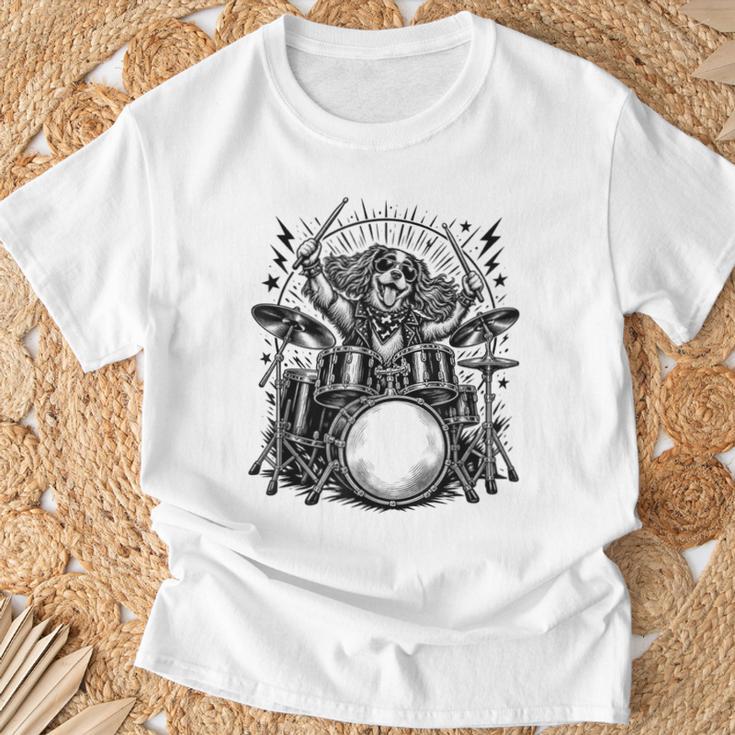 Spaniel Rock Drum Kit T-Shirt Gifts for Old Men