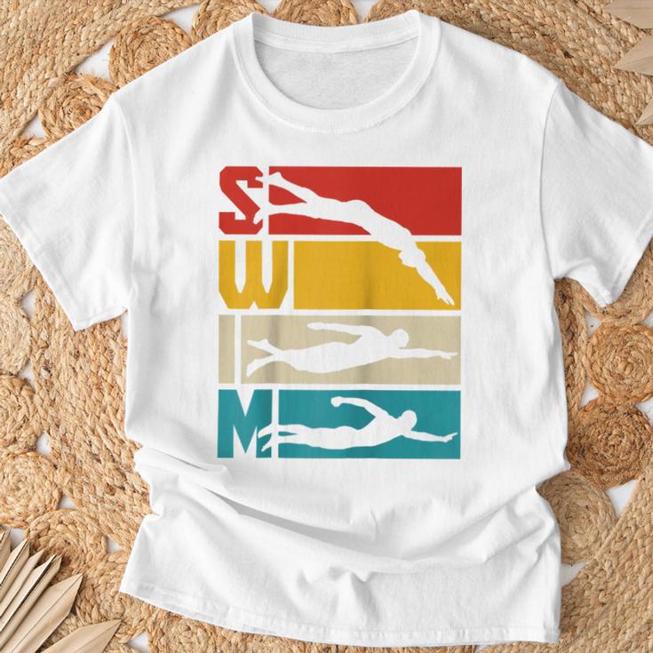 Swim Swimming Vintage Retro Swimmer Raglan Baseball Tee T-Shirt Gifts for Old Men Swim Swimming Vintage Retro Swimmer Raglan Baseball Tee T-Shirt Gifts for Old Men