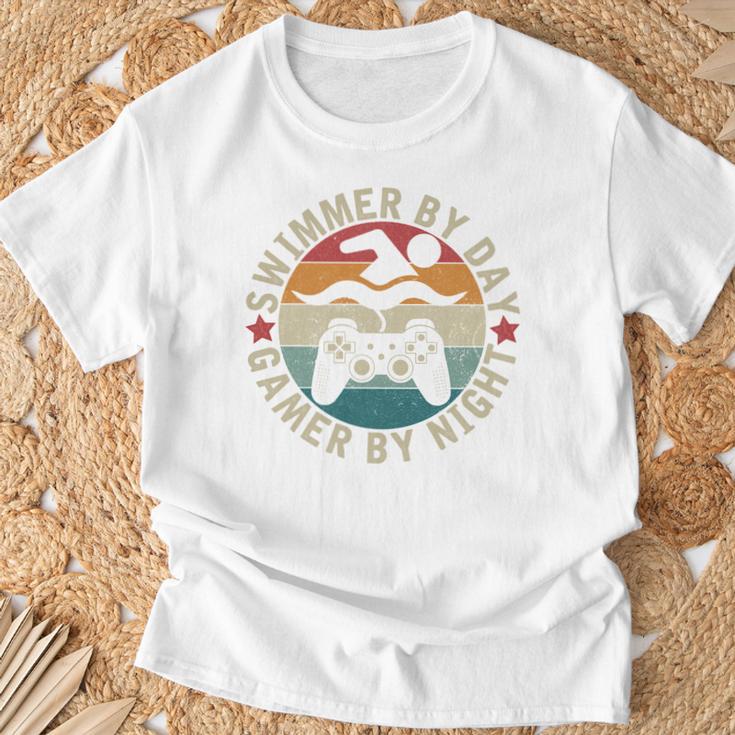 Swimmer By Day Gamer By Night Swimming Swim Gaming T-Shirt Gifts for Old Men Swimmer By Day Gamer By Night Swimming Swim Gaming T-Shirt Gifts for Old Men