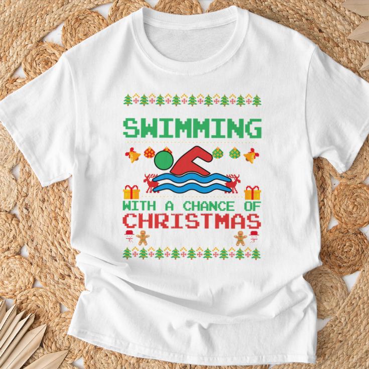 Swimming Christmas Party Swim Swimmer Christmas Ugly Style T-Shirt Gifts for Old Men Swimming Christmas Party Swim Swimmer Christmas Ugly Style T-Shirt Gifts for Old Men