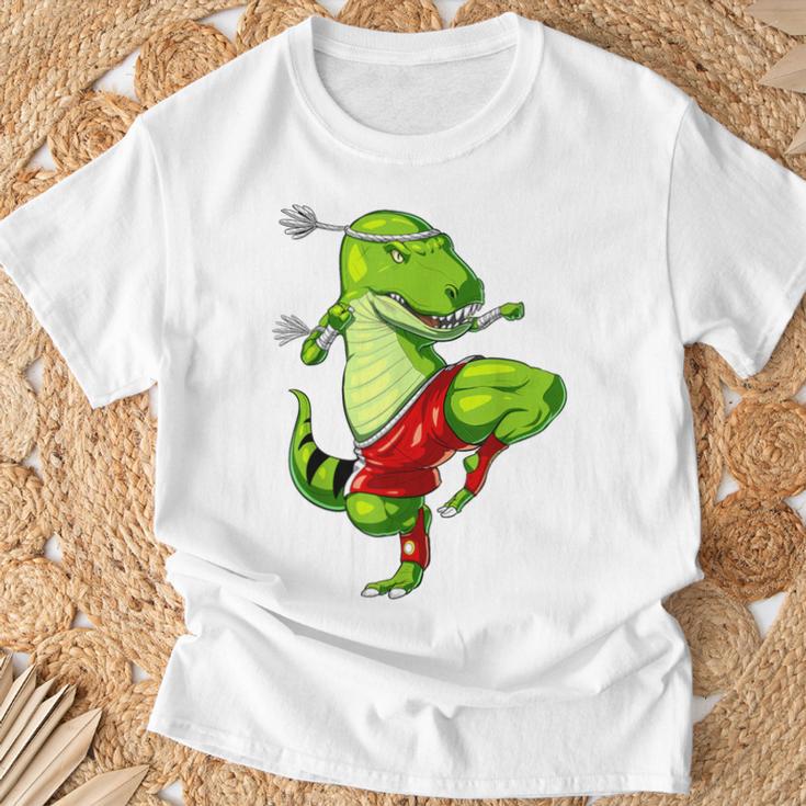 T-Rex Dinosaur Muay Thai Boxing Karate Martial Arts Kung Fu T-Shirt Gifts for Old Men