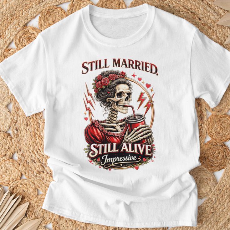 Till Marriedtill Alivequelette Impressionnant T-Shirt Cadeaux pour les vieillards