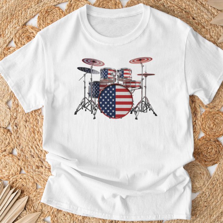 USA Patriotic Drum Kit American Flag Drum Set T-Shirt Gifts for Old Men USA Patriotic Drum Kit American Flag Drum Set T-Shirt Gifts for Old Men