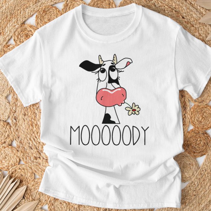 Vaca Divertida Moooody Para Granjeros Lecheros Camiseta unisex Regalos para ancianos