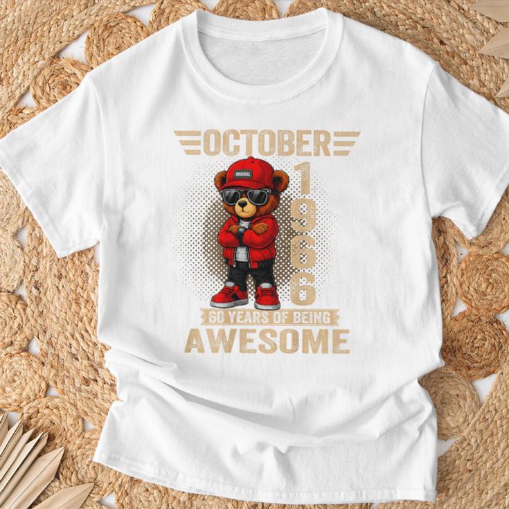 オンバック 10月60日 誕生日 男性 女性 1966年 テディベア Tシャツ 高齢者への贈り物
