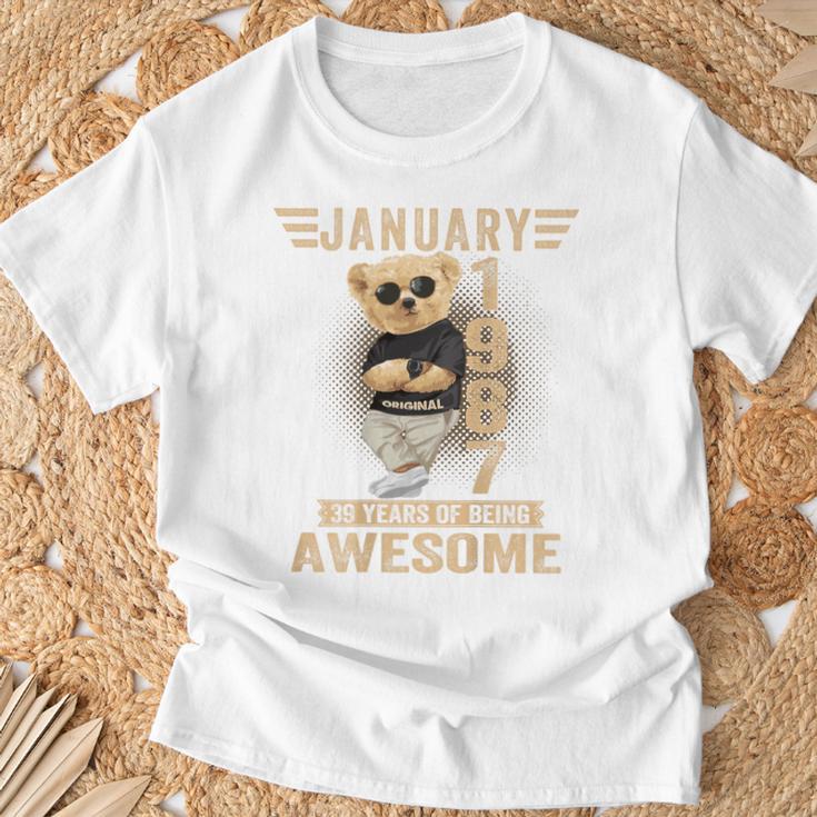 裏面1月39日 誕生日 男性 女性 1987年 テディベア Tシャツ 高齢者への贈り物