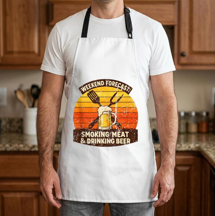 Weekend Forecast Smoking Meat Drinking Beer BBQ Dad Apron