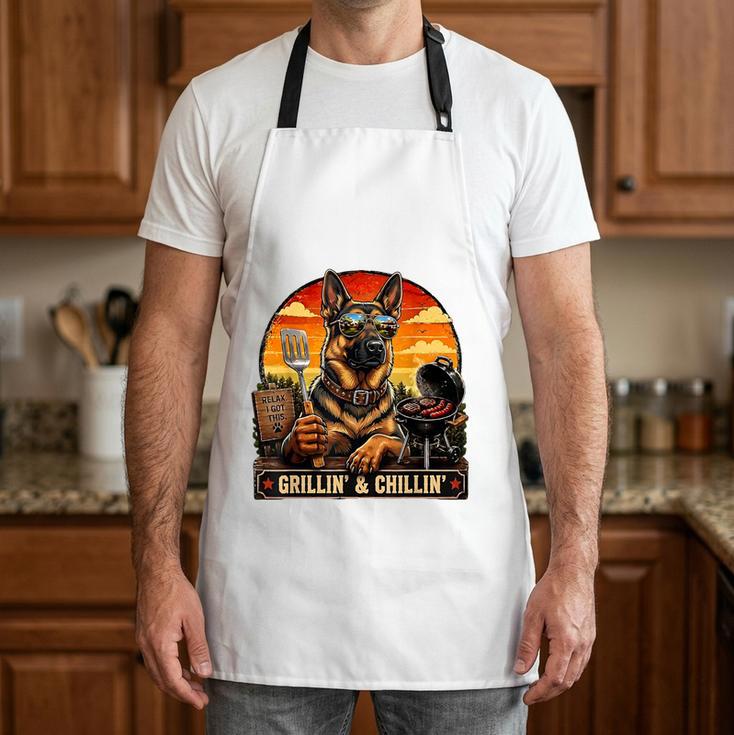 German Shepherd Vintage Grillin' & Chillin' BBQ Dad Apron