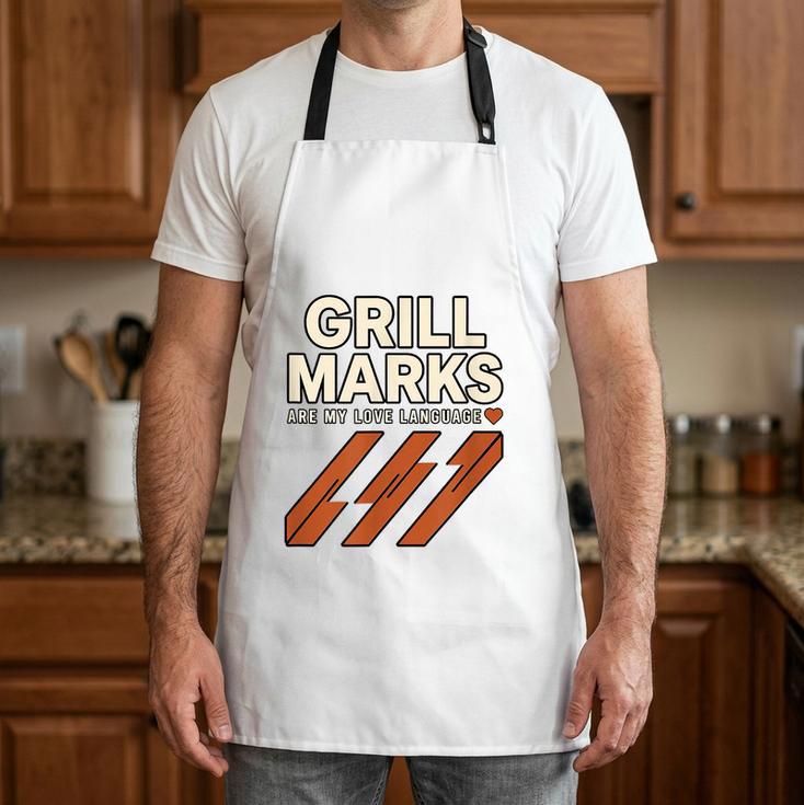 Grill Marks Are My Love Language BBQ Dad Retro Quote Apron