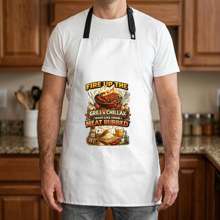 Women's BBQ Dad Meat Rubbed Smoker Grilling Quote Fathers Day Apron