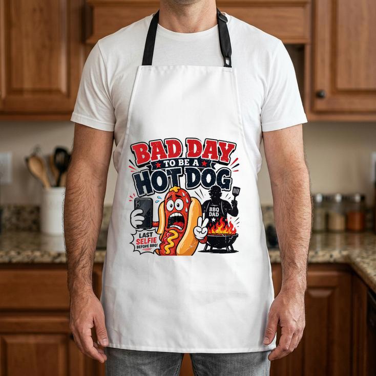 4th July BBQ Dad Joke Bad Day Be Hot Dog Grilling Dad Apron