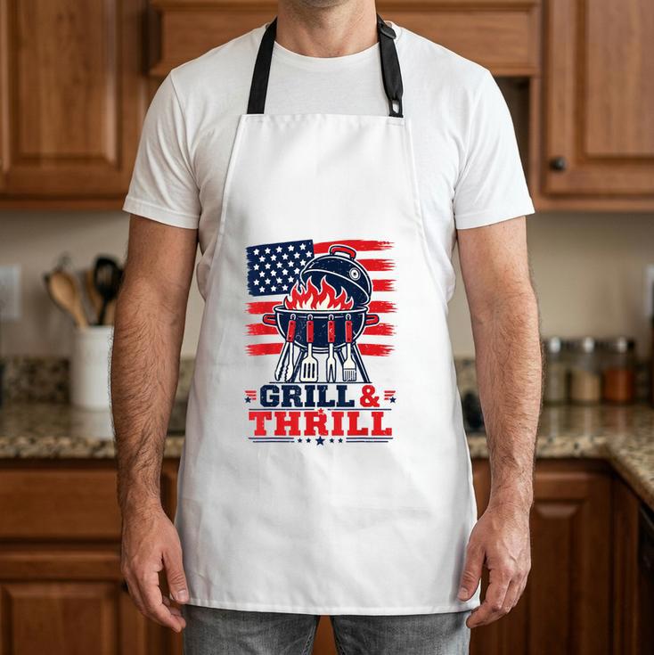 4th July BBQ Dad Joke Grill & Thrill Grilling Dad Apron