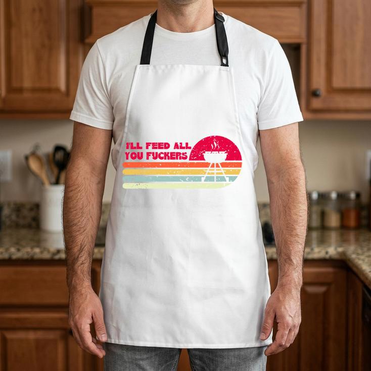 BBQ Dad Joke I'Ll Feed All You Fuckers Barbecue Cookout Chef Comfort Colors Crop Top Apron