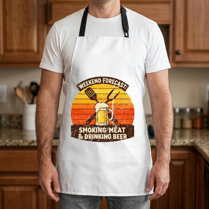 Weekend Forecast Smoking Meat Drinking Beer BBQ Dad Premium Tri-Blend Apron