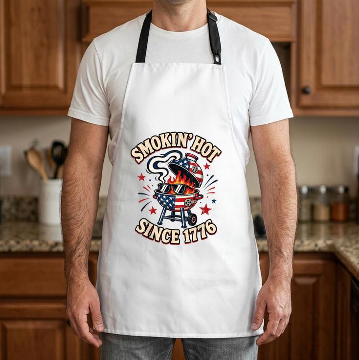 Men 4th July BBQ Dad Joke Smoking Since 1776 Grill Dad Apron