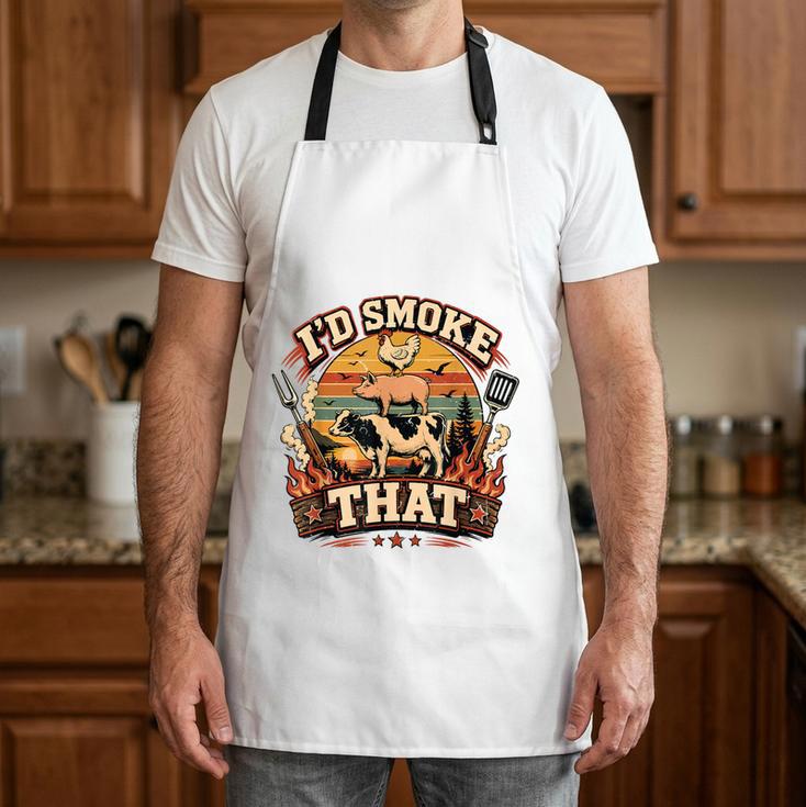 Men BBQ Dad Joke Id Smoke That Pitmaster Chef Grilling Apron