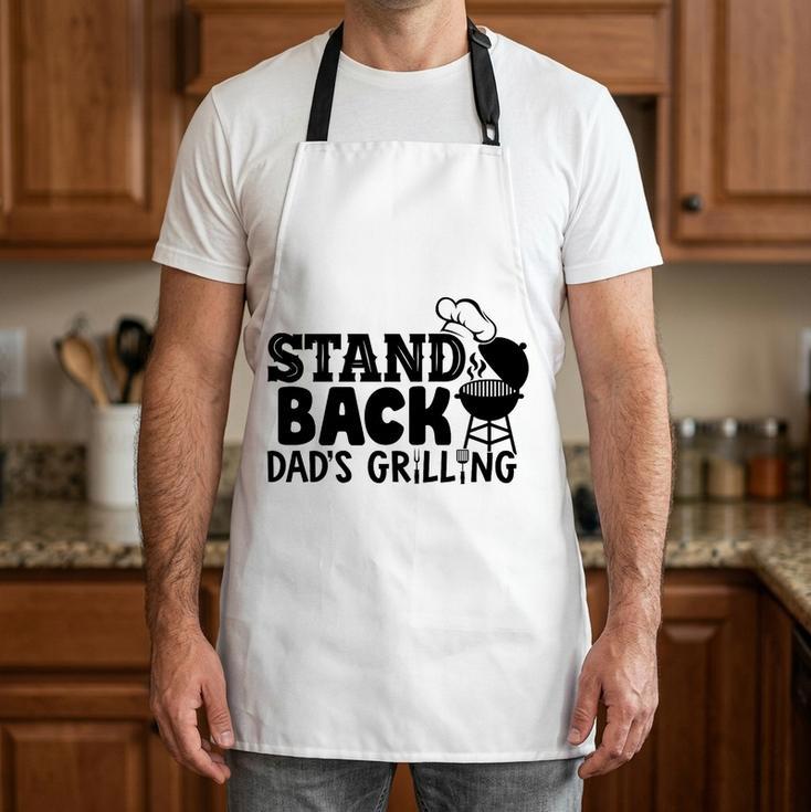 Stand Back Dad’s Grilling – BBQ Dad Humor Barbecue Premium Tri-Blend Apron