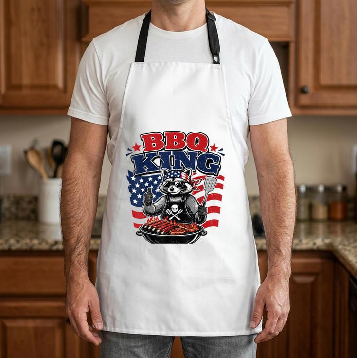 BBQ King Raccoon 4th July BBQ Dad Joke Grilling Dad Apron
