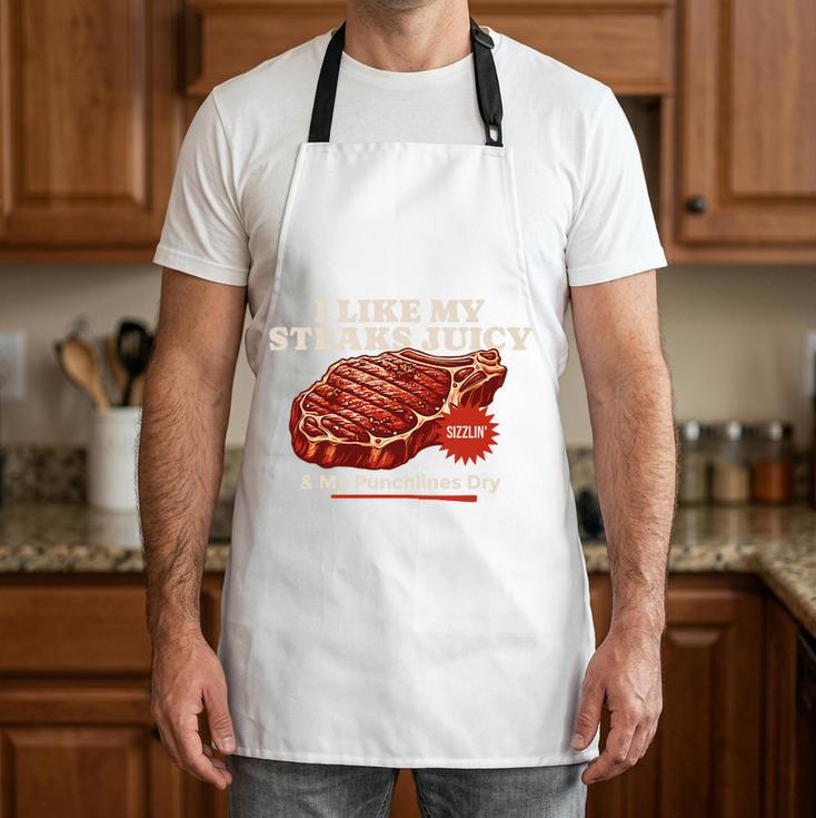 Steaks Juicy Punchlines Dry Grill Carnivore BBQ Dad Joke Premium Tri-Blend Apron