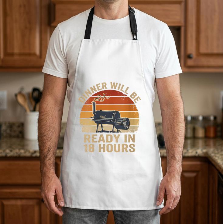 Women's BBQ Dad Smoker Brisket Barbecue Retro Sunset Vintage Apron