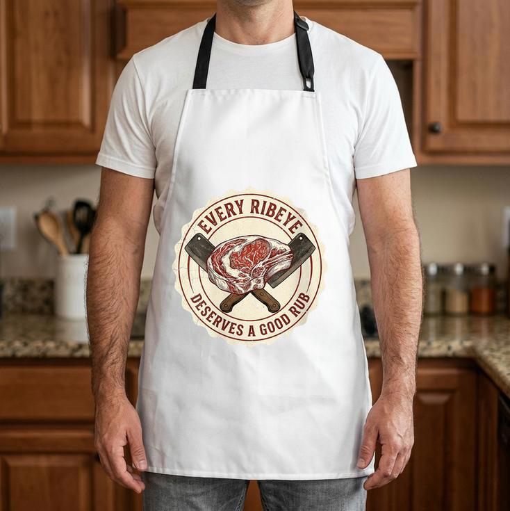 Women's Every Ribeye Deserves A Good Rub BBQ Dad Grilling Apron