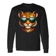 Lindo Tigre Con Gafas Deol Divertido Amante Del Tigre Gráfico Para Niños Camiseta de manga larga Ideas de regalos