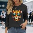 Lindo Tigre Con Gafas Deol Divertido Amante Del Tigre Gráfico Para Niños Camiseta de manga larga Regalos para ella