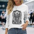San Miguel Quis Ut Deus Arcángel Protector Camiseta de manga larga Regalos para ella