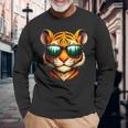 Lindo Tigre Con Gafas Deol Divertido Amante Del Tigre Gráfico Para Niños Camiseta de manga larga Regalos para ancianos