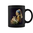 Girl With A Pearl Earring And A Cat 名画パロディ アート猫 長袖tシャツ コーヒーマグ