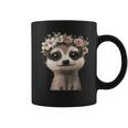 花柄クラウン付きのかわいいミーアキャット コーヒーマグ
