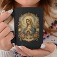 Ave Maria 聖母マリア 花柄 カトリック 祈りの肖像画 コーヒーマグ 面白い贈り物