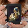 Girl With A Pearl Earring And A Cat 名画パロディ アート猫 長袖tシャツ コーヒーマグ 面白い贈り物