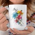 花 カラフル アート 描画 抽象 グラフィック 花 コーヒーマグ 面白い贈り物