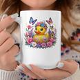黄色いアヒルのイースター蝶の花のシー コーヒーマグ 面白い贈り物